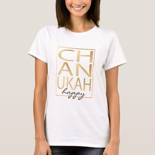 Hanukkah "Chanukah Happy Gold" Basic TShirt (Vorderseite)