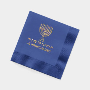 Hanukkah Chanukah Lit Menorah #31L Familienname Servietten Mit Folie