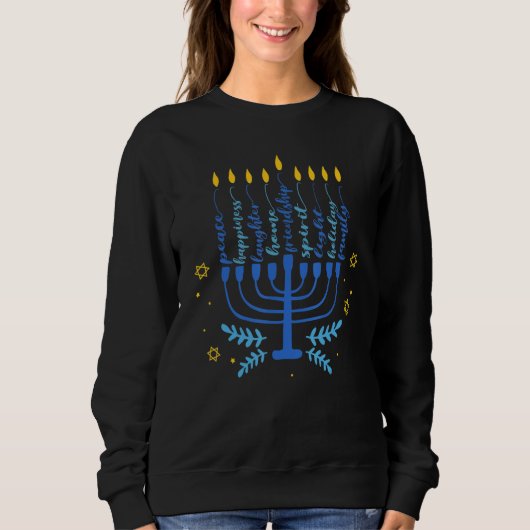 Hanukkah Chanukah Menorah Seven Lamps Jeden Sweatshirt (Vorderseite)