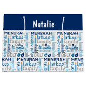 Hanukkah Chanukah Word Art Personalisierter Name Große Geschenktüte (Vorderseite)