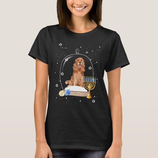 Hanukkah Cocker Spaniel. Dog Snow Globe Pajama T-Shirt (Vorderseite)