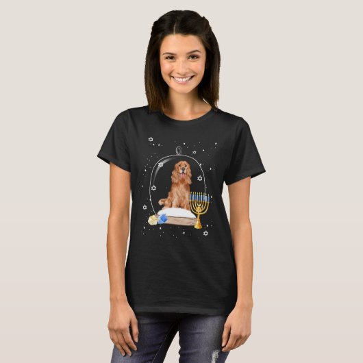 Hanukkah Cocker Spaniel. Dog Snow Globe Pajama T-Shirt (Vorne ganz)