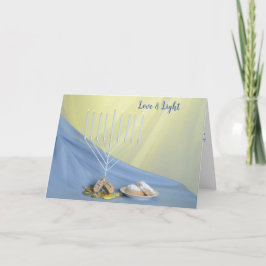 Hanukkah Coins Dreidel Doughnut White Menorah Feiertagskarte