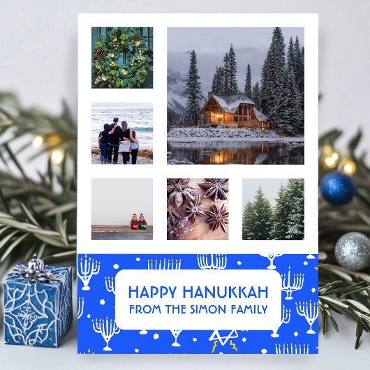 HANUKKAH CUSTOM FOTO Menorahs Stars Holiday Card