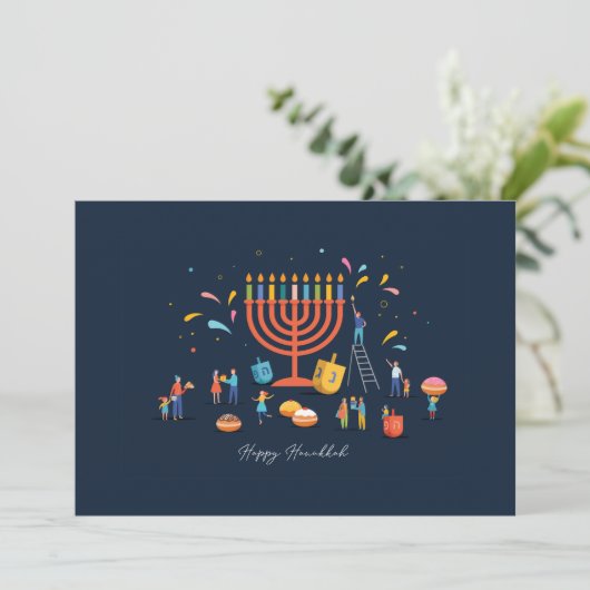 Hanukkah Custome Card Einladung (Stehend Vorderseite)