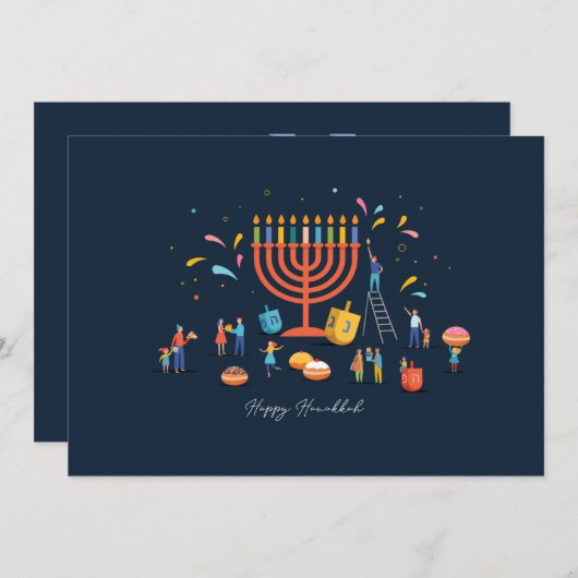 Hanukkah Custome Card Einladung (Vorne/Hinten)