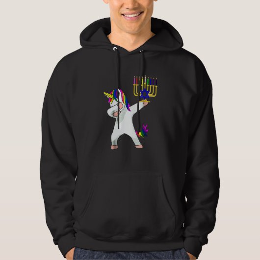 Hanukkah Dabbing Unicorn Jewnicorn Chanukah Jewish Hoodie (Vorderseite)