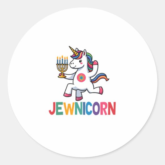 Hanukkah Dabbing Unicorn Jewnicorn Chanukah Jewish Runder Aufkleber (Vorderseite)