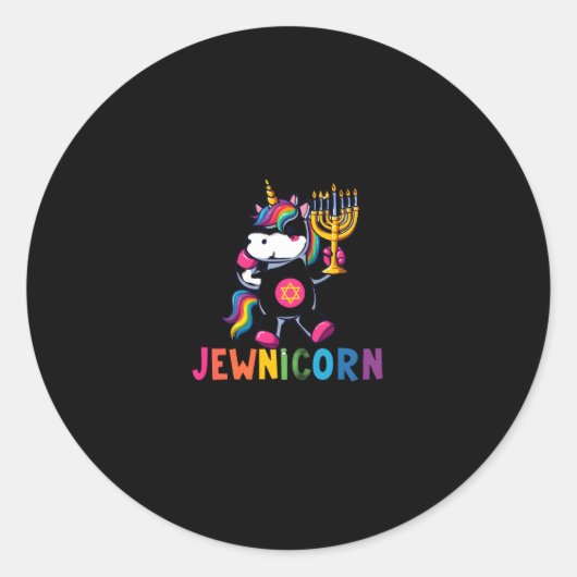 Hanukkah Dabbing Unicorn Jewnicorn Chanukah Jewish Runder Aufkleber (Vorderseite)