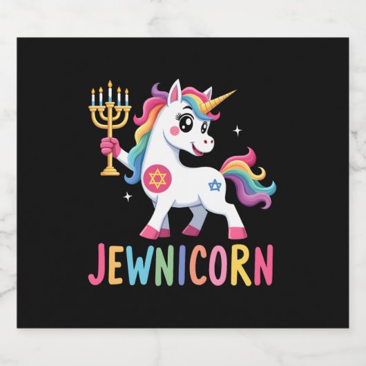 Hanukkah Dabbing Unicorn Jewnicorn Chanukah Jewish Schaumweinetikett (Einzelnes Label)