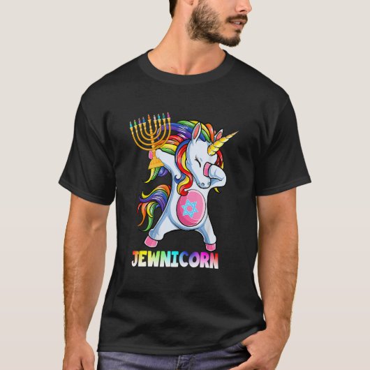 Hanukkah Dabbing Unicorn Jewnicorn Chanukah Jewish T-Shirt (Vorderseite)