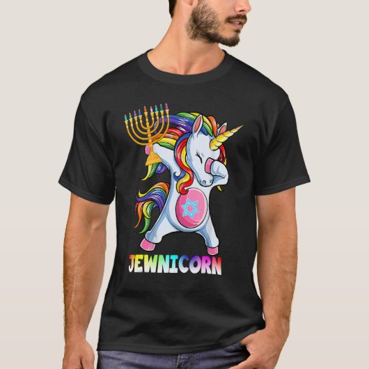 Hanukkah Dabbing Unicorn Jewnicorn Chanukah Jewish T-Shirt (Vorderseite)