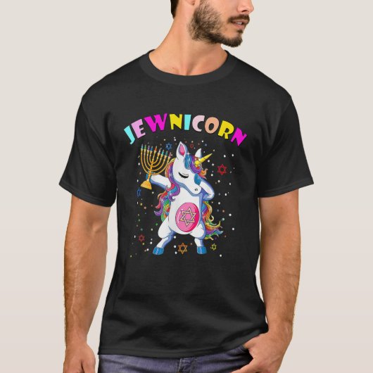 Hanukkah Dabbing Unicorn Jewnicorn Chanukah jüdisc T-Shirt (Vorderseite)