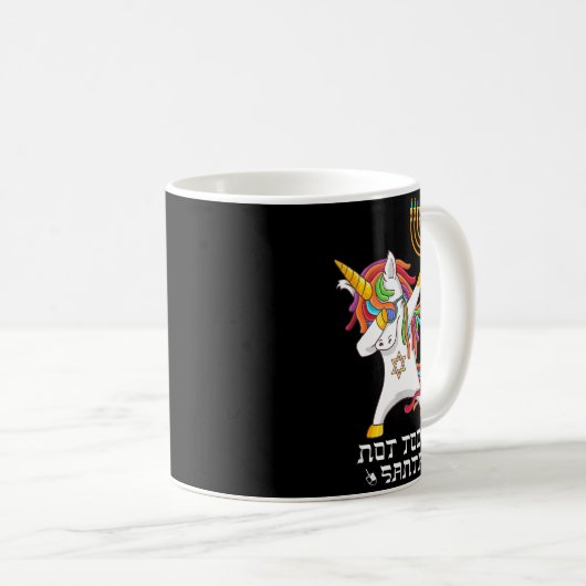 Hanukkah Dabbing Unicorn Not Today Santa Jewnicorn Kaffeetasse (VorderseiteRechts)