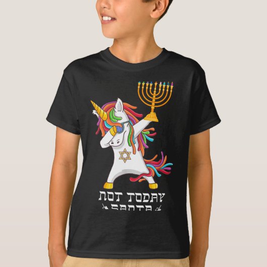 Hanukkah Dabbing Unicorn Not Today Santa Jewnicorn T-Shirt (Vorderseite)