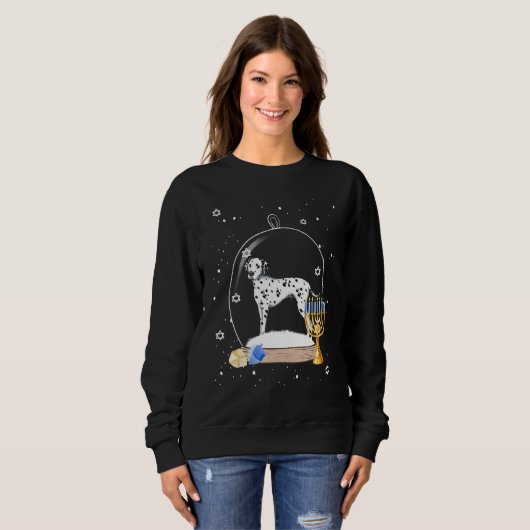 Hanukkah Dalmatian Dog Snow Globe Pajama Sweatshirt (Vorne ganz)