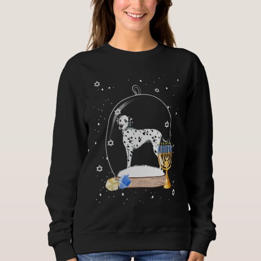 Hanukkah Dalmatian Dog Snow Globe Pajama Sweatshirt (Vorderseite)