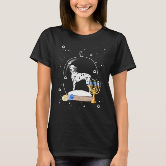 Hanukkah Dalmatian Dog Snow Globe Pajama T-Shirt (Vorderseite)