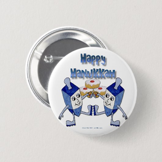 Hanukkah Dancing Dreidels und Jelly Doughnut Button (Vorne & Hinten)