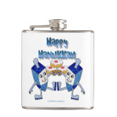 Hanukkah Dancing Dreidels und Jelly Doughnut Flachmann (Vorderseite)