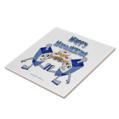 Hanukkah Dancing Dreidels und Jelly Doughnut Fliese (Seite)