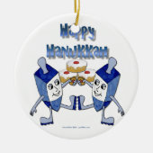 Hanukkah Dancing Dreidels und Jelly Doughnut Keramikornament (Vorne)
