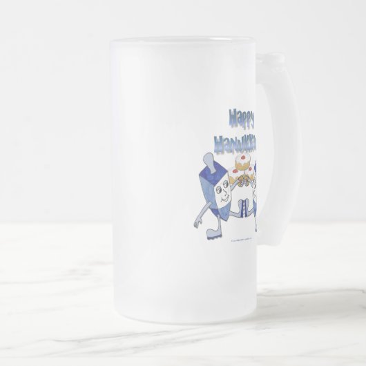 Hanukkah Dancing Dreidels und Jelly Doughnut Mattglas Bierglas (VorderseiteRechts)