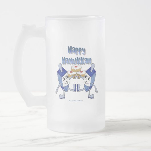 Hanukkah Dancing Dreidels und Jelly Doughnut Mattglas Bierglas (Links)