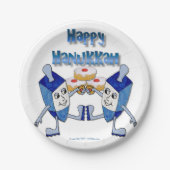 Hanukkah Dancing Dreidels und Jelly Doughnut Pappteller (Vorderseite)