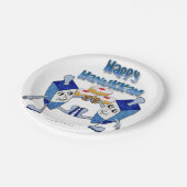 Hanukkah Dancing Dreidels und Jelly Doughnut Pappteller (Schrägansicht)