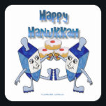Hanukkah Dancing Dreidels und Jelly Doughnut Quadratischer Aufkleber<br><div class="desc">You are viewing The Lee Hiller Fotogray Art and Designs Collection of Home and Office Decor,  Apparel,  Ohrs and Collectibles. The Designs inklusive Lee Hiller Fotogray and Mixed Media Digital Art Collection. You can view her Nature fotogray at http://HikeOurPlanet.com/ and follow her hiking blog within Hot Springs National Park.</div>