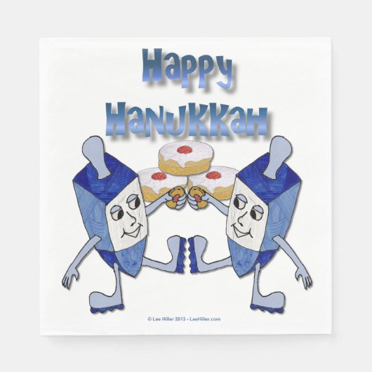 Hanukkah Dancing Dreidels und Jelly Doughnut Serviette (Vorderseite)