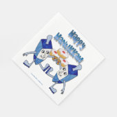Hanukkah Dancing Dreidels und Jelly Doughnut Serviette (Ecke)