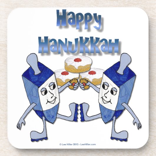 Hanukkah Dancing Dreidels und Jelly Doughnut Untersetzer (Vorderseite)