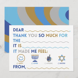 Hanukkah-Dankeskarten für Kinder Ausfüllbare Vor Feiertagskarte