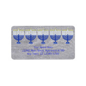 Hanukkah Dark Blue Menorah auf Imitaten Silver Bli Adressaufkleber (Vorne)