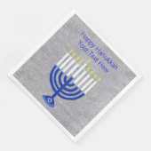 Hanukkah Dark Blue Menorah auf Imitaten Silver Lar Serviette (Ecke)