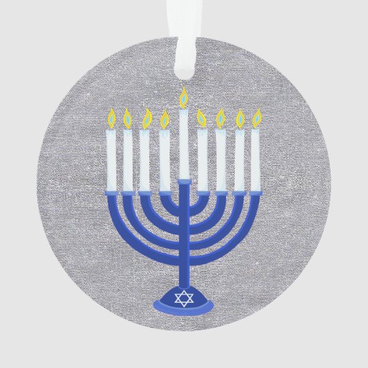 Hanukkah Dark Blue Menorah Chrismukkah Bling Ornament (Rückseite)