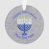 Hanukkah Dark Blue Menorah Chrismukkah Bling Ornament (Vorderseite)