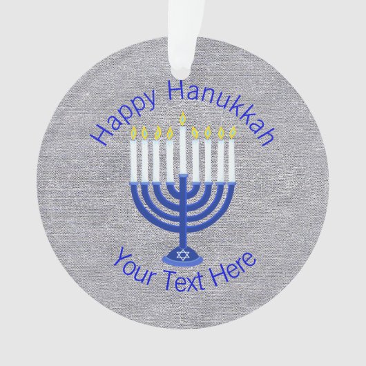 Hanukkah Dark Blue Menorah Chrismukkah Bling Ornament (Vorderseite)