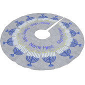 Hanukkah Dark Blue Menorah Fun Chrismukkah Polyester Weihnachtsbaumdecke (Schrägansicht)
