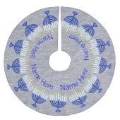 Hanukkah Dark Blue Menorah Fun Chrismukkah Polyester Weihnachtsbaumdecke (Vorderseite)
