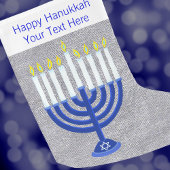 Hanukkah Dark Blue Menorah Silver Chrismukkah Großer Weihnachtsstrumpf