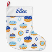 Hanukkah Dekorationen Jelly Donut Grosser Strumpf Großer Weihnachtsstrumpf (Vorderseite)