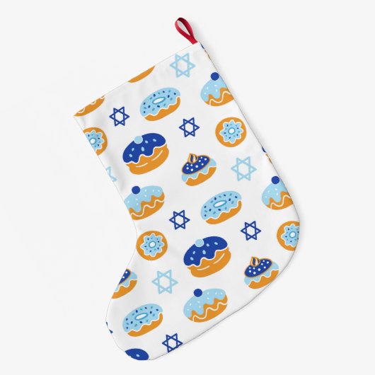 Hanukkah Dekorationen Jelly Donut Grosser Strumpf Großer Weihnachtsstrumpf (Rückseite (Hängend))