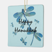 Hanukkah Delicate Blue Dragonfly Original Malerei Keramikornament (Links)