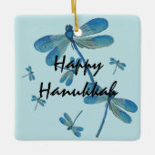 Hanukkah Delicate Blue Dragonfly Original Malerei Keramikornament (Vorderseite)