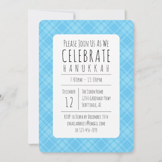 Hanukkah Dez mit Tux und Yarmulke Einladung (Rückseite)