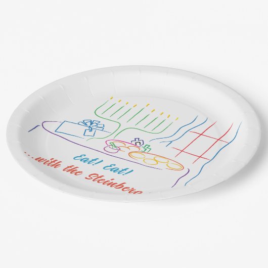 Hanukkah Dinner Party Pappteller (Schrägansicht)