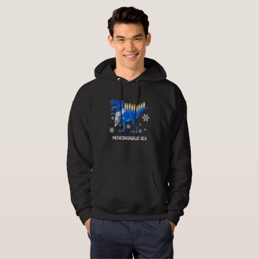 Hanukkah Dinosaur Menorasaurus Rex Dino Chanukah B Hoodie (Vorne ganz)